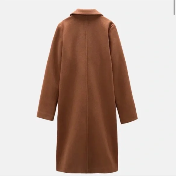 Zara Camel Brown Long Open-Front Trench Coat - Picture 2 of 6